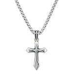Davide Stainless Steel Cross Necklace on Rounded Box Chain