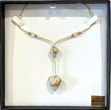 Murano Glass Heart Necklace Chantilly Ivory White