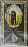 BIOG. W/MED-ST PEREGRINE Pewter Saint Medal with Stainless Steel Chain