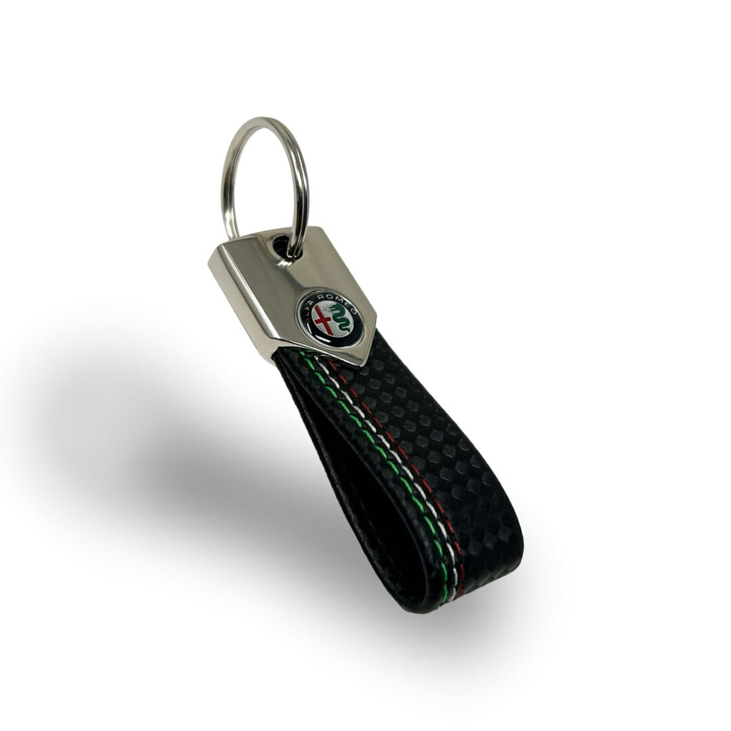 ALFA ROMEO KEY RING CARBON NERO TRICOLORE – Forza Italia