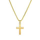 Enzo Stainless Steel Men's Plated Round Edged Cross Pendant Necklace - Gold