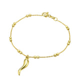 Valentina Sterling Silver Double-cube Fine Bracelet with Cornicello Charm - Gold