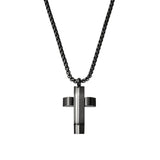 Marco Stainless Steel Men's Black Cross with Steel Detailing - Silver