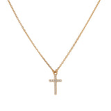 Sofia Sterling Silver Fine Necklace with CZ Cross Pendant - Rose Gold