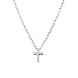 Alessandro Men's Stainless Steel Open Curb Chain Necklace with Cross Pendant - Silver