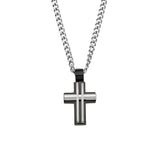 Carlo Stainless Steel Men's Cross Pendant with 3MM Curb Chain