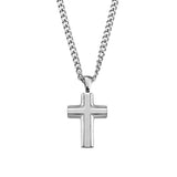 Matteo Stainless Steel Men's Shiny and Matte Finish Cross Pendant Necklace - Silver