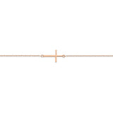 Sofia Sterling Silver Fine Cross Bracelet - Rose Gold