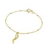 Alessia Sterling Silver Curb Satellite Chain Bracelet with Cornicello Charm - Gold