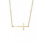 Chiara Sterling Silver Side Cross Necklace - Gold