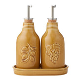 Olio & Aceto Ceramic Bottle Set with Tray 21.5cm - Mustard