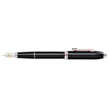 Ferrari Townsend Glossy Black Lacquer Fountain Pen with Two-Tone Rhodium-Plated Solid 18KT Gold Nib [Medium]