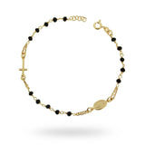 Rosary bracelet 18 + 2 cm with grains in Crystal 3.5 mm
Black in SILVER 925 Galvanic Gold