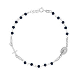 Rosary Bracelet 18 + 2 cm with Blue Crystal Beads 3.5 mm
with Cross and Madonna Medal in 925 SILVER Galvanic