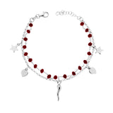 Two wire bracelet Red Crystal Chain and Diamond Rolo
Chain with Hearts Lucky Horn and Stars plain pendants in