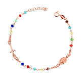 Rosary Bracelet cm 17 + 2 with Crystal Grains mm 3.5 color
Multicolor Rainbow in SILVER 925 Rose Galvanic
