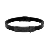 Bracciale in Ecopelle Nero con Targa e Accessori in ACCIAIO