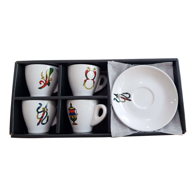 Scopa Briscola Italian Playing Cards Espresso Cups 4 set Forza Italia