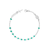 Rosary Bracelet 20 cm with Grains in Emerald Green Crystal 3.5 mm in 925 SILVER Galvanic Rhodium