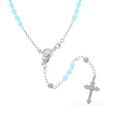 Rosary Necklace cm 50 with diamond-cut ball grains and
Light Blue color Crystal mm 4 in SILVER 925 Galvanic