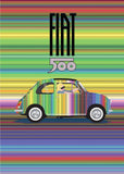 Fiat 500 Rainbow 1970s Print