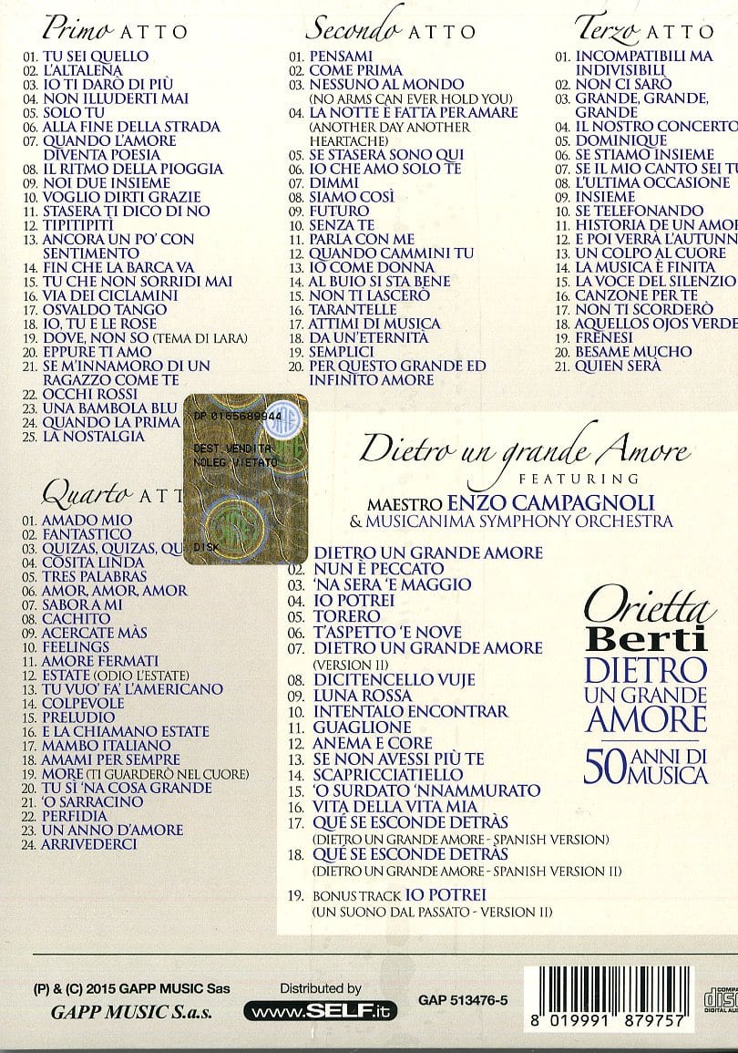 ORIETTA BERTI - DIETRO UN GRANDE AMORE - 5CD