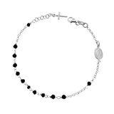 Rosary Bracelet cm 18 with Grains in Black Crystal mm 3.5
in SILVER 925 Galvanic Rhodium