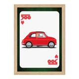 Fiat 500 Card red 1970s Print