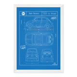 500 D Fiat Blueprint 1970s Print