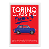 500 Torino Classic blue Abarth 1970s Print