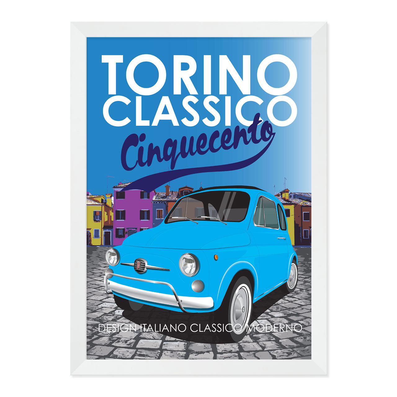 500 Torino Classic Village Blue 1970s Print