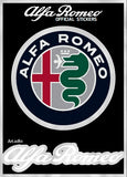 Alfa Romeo Adesivi Chrome Tabs 1 SCRITTA + LOGO DIAM 75 mm