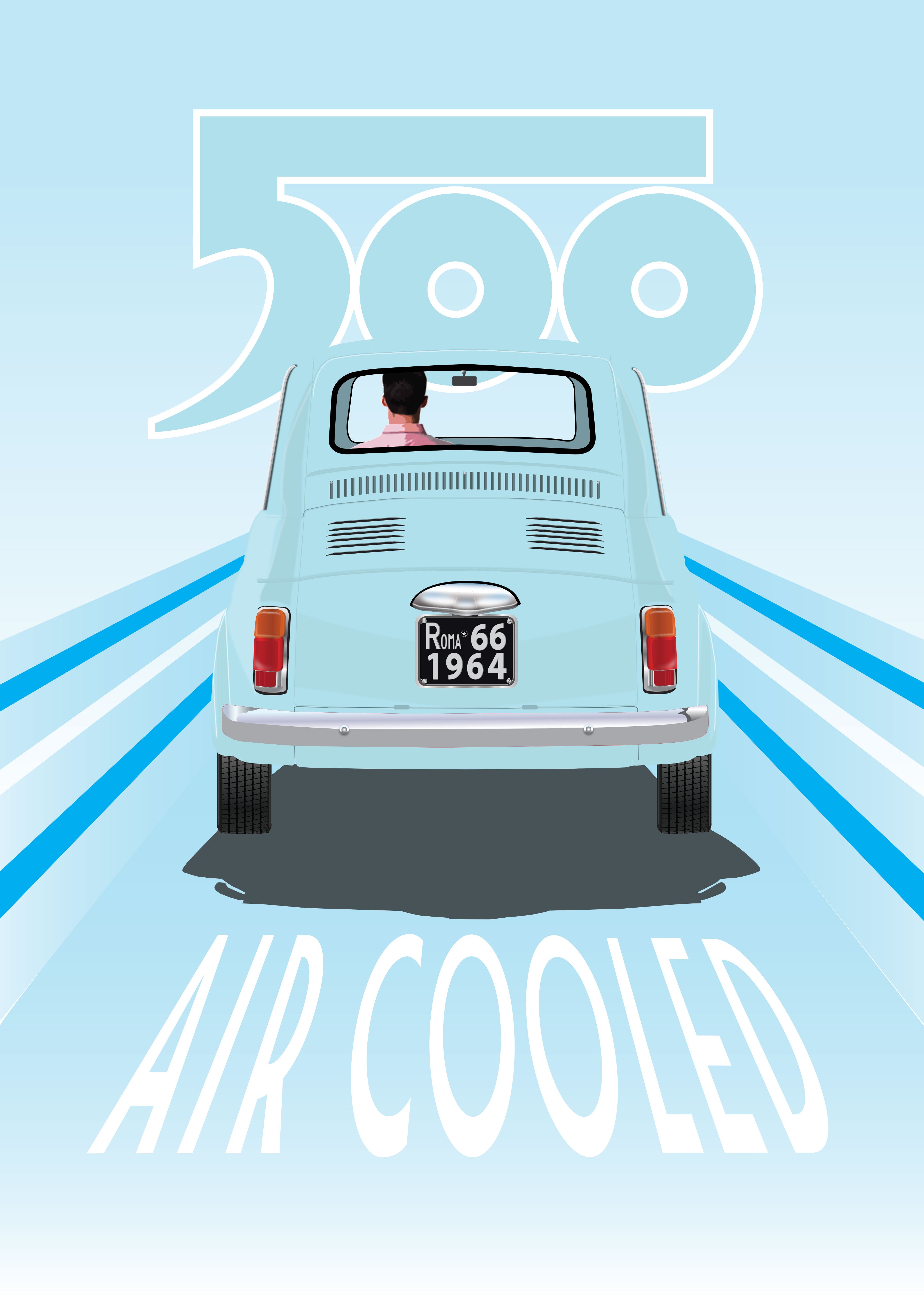 500 Air Cooled blue 1970s Print