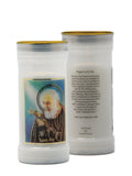 DEVOTIONAL CANDLE - ST PADRE PIO 160 X 62MM - APPROX 70HRS BURNING - PRAYER ON R