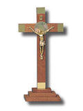 STANDING CRUCIFIX - WOOD GOLD 230 X 110MM - WOOD/METAL