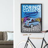 500 Torino Classic Village Blue black 1970s Print