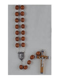 OVAL SHAPE WOOD ROSARY BROWN - BOXED