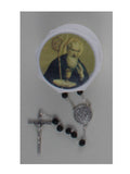 GLASS BOXED ROSARY-ST BENEDICT BLACK